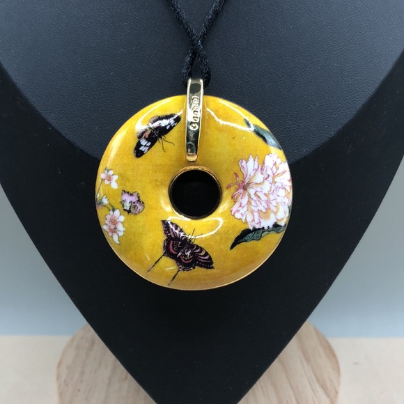 Goebel Hongshou butterfly enamel pendant necklace-statement size 2 sides - Picture 3 of 8